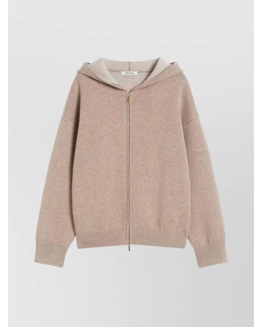 Max Mara Natural Cashmere And Wool Hooded Knit Cardigan