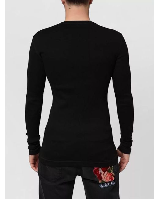 Dolce & Gabbana Black Cotton Slim-Fit V-Neck Button-Up Cardigan for men