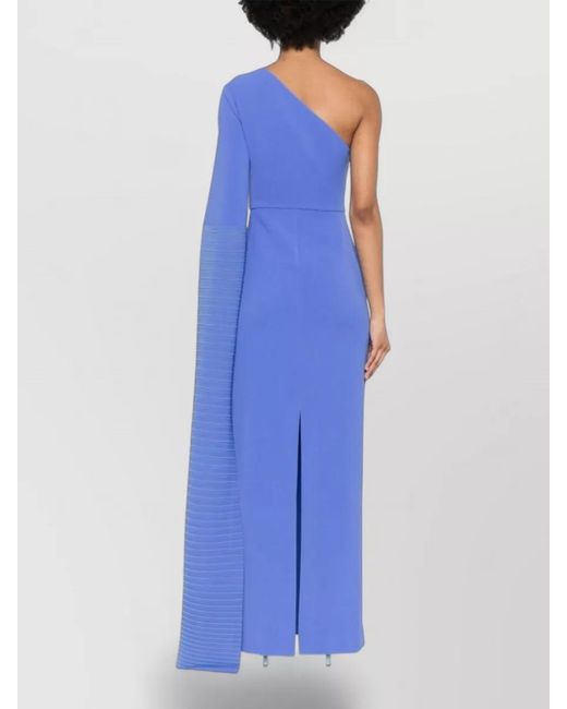 Solace London Blue Sylvia Asymmetric One Shoulder Maxi Dress