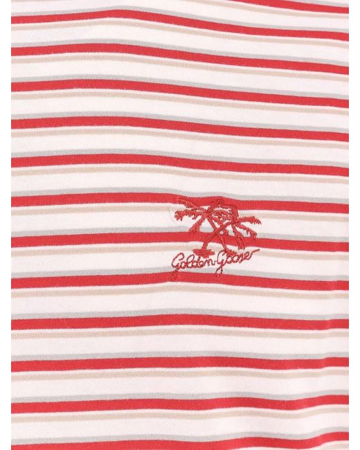 Golden Goose Deluxe Brand Red Striped Cotton Ribbed Crew-Neck Short-Sleeve T-Shirt for men