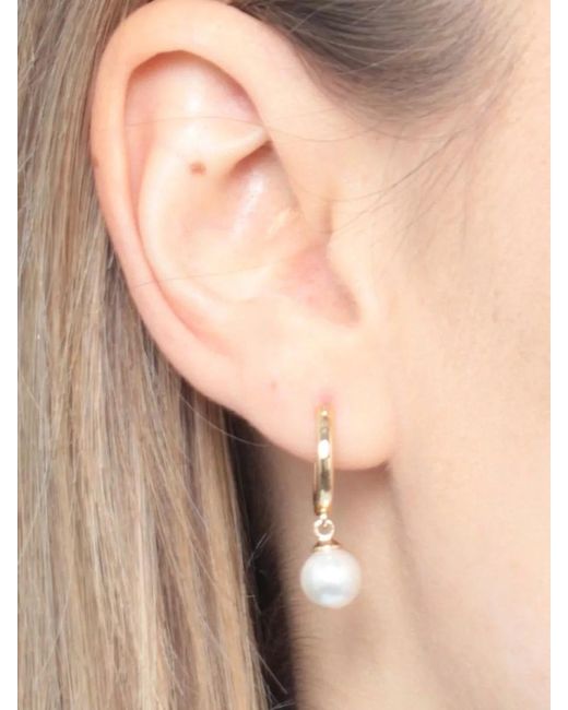Self-Portrait Natural Brass Earrings Featuring Delicate Pearl Drops
