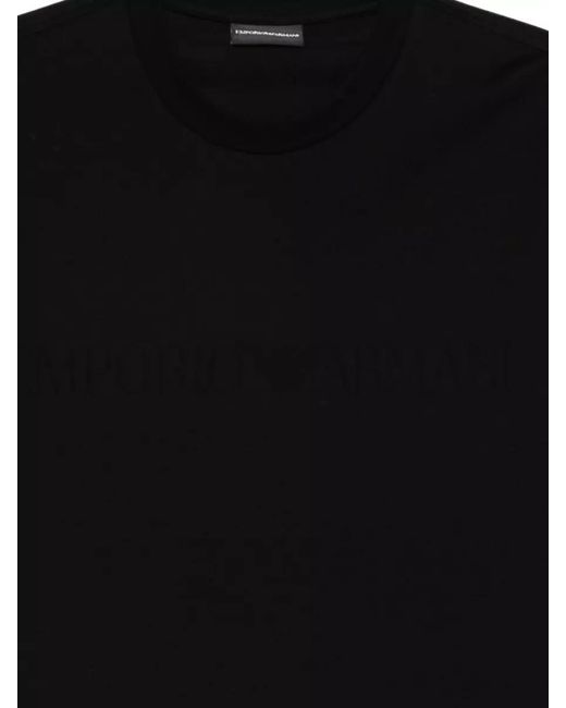 Emporio Armani Black Cotton Logo-Print Short-Sleeve T-Shirt for men