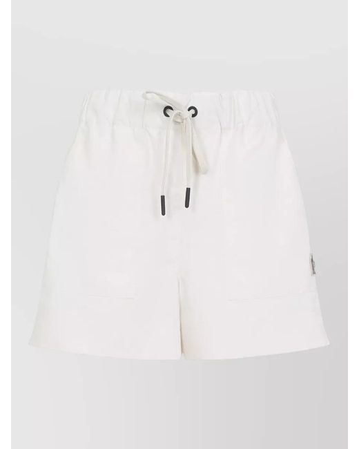 Moncler White Grenoble Shorts Side Pockets Detail