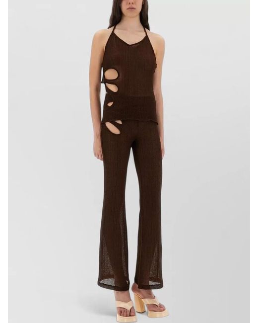 Selia Richwood Brown Lily Pants Cut Out Design Sheer