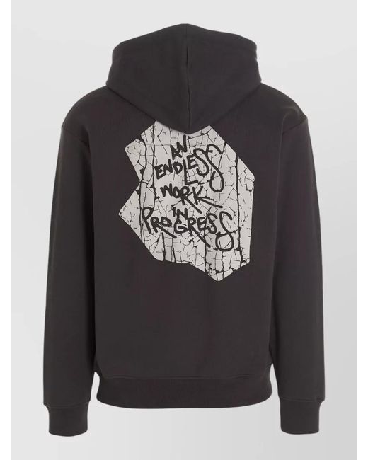 Objects IV Life Black Progress Graphic Hooded Sweatshirt Front Pocket for men