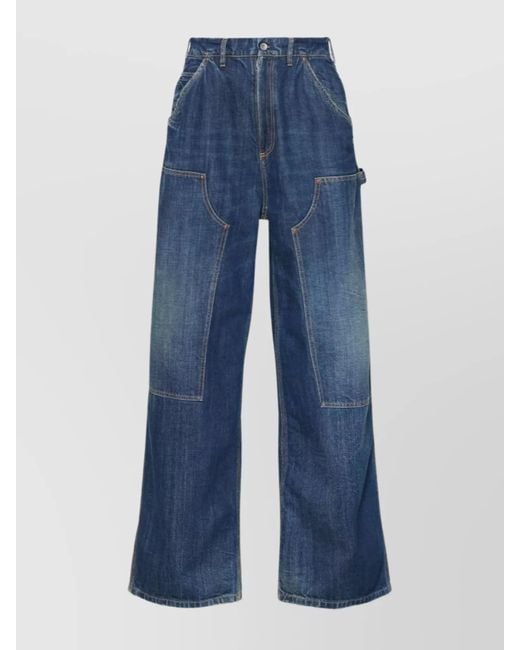 Maison Margiela Blue Denim Paneled Wide-Leg Trousers for men