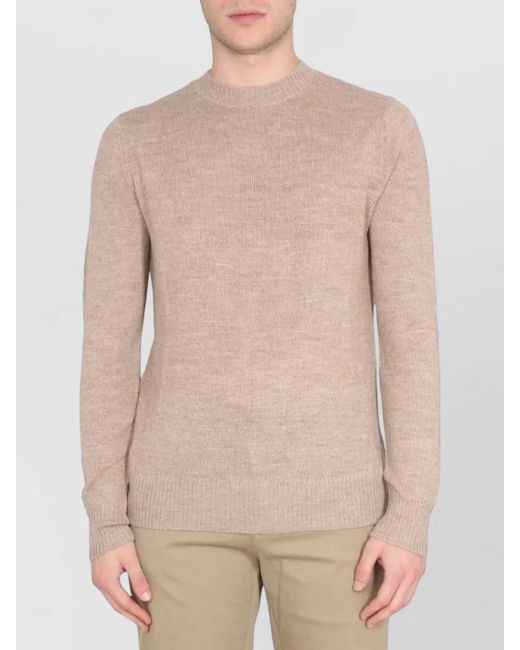 Ballantyne Natural Crew Cross Neckline Ribbed Knit Sweater for men