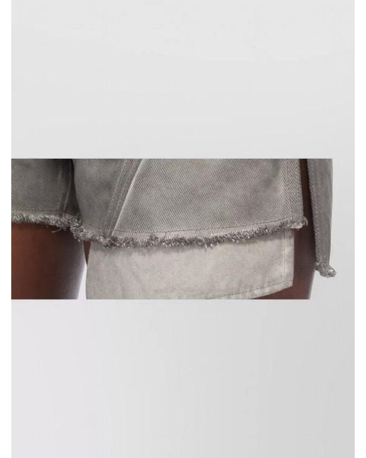 Rick Owens Gray Lana Mid Rise Raw Hem Denim Shorts