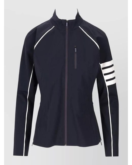Thom Browne Blue Compression Zip Jacket High Collar Stripes
