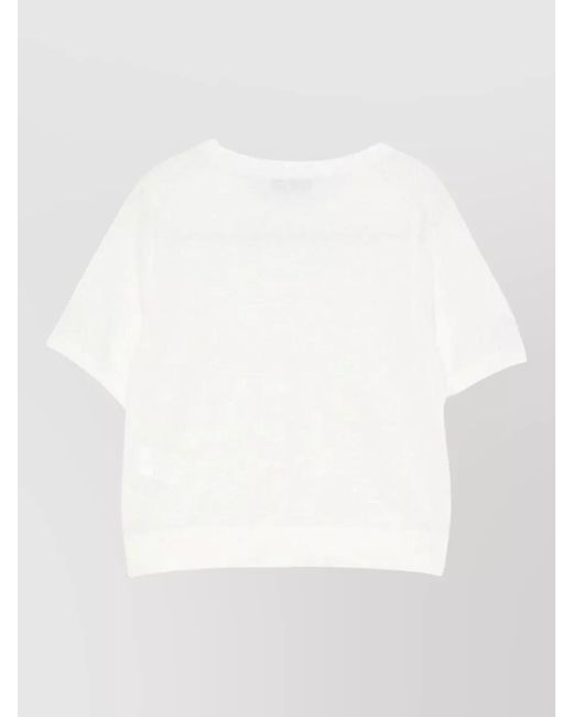 DUNST White Linen Cotton Knit T Shirt Short Sleeves