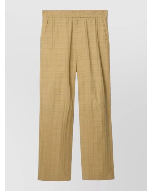 Burberry Natural Cotton Textured Checked Straight-Leg Trousers for men
