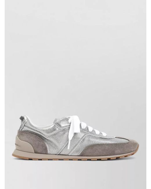 Brunello Cucinelli City Sneakers Metallic Finish Suede Accents Rubber