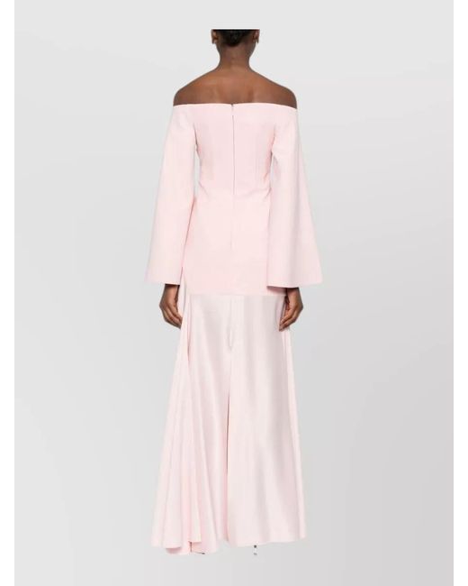 Solace London Pink Rina Off Shoulder Satin Maxi Dress