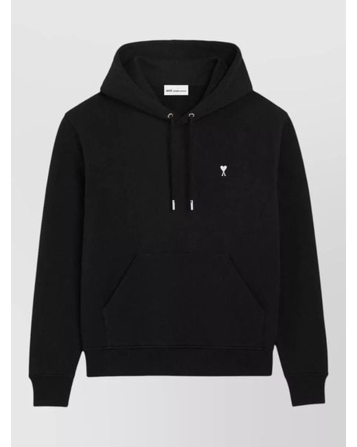 AMI Black Ami De Coeur Cotton Logo Hoodie for men