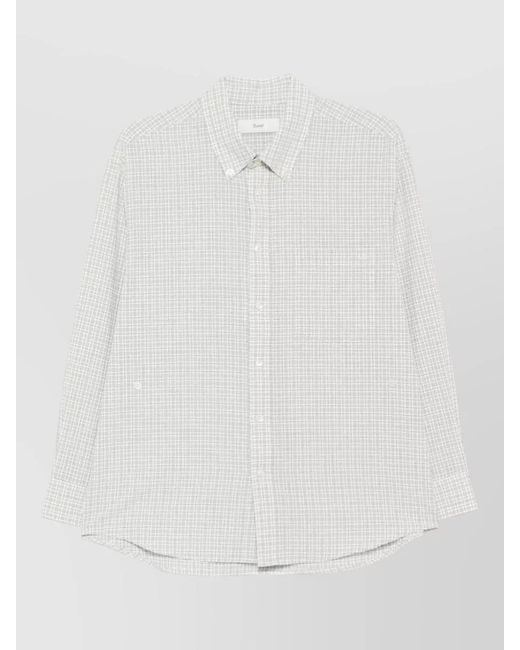 DUNST White Checked Cotton Shirt Long Sleeves Collar
