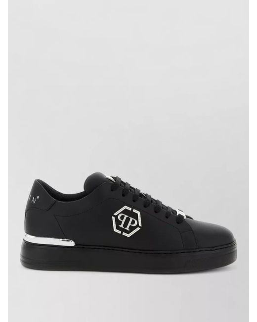 Philipp Plein Black Leather Low-Top Sneakers for men