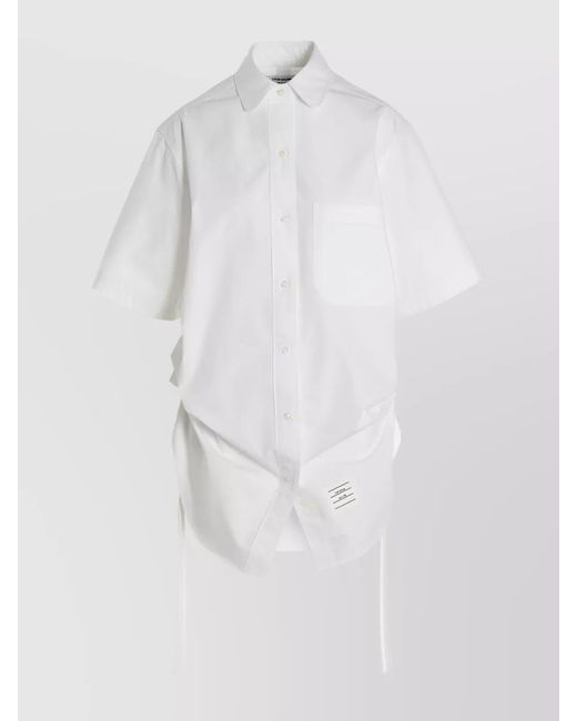 Thom Browne White Cotton Poplin Shirt Mini Dress