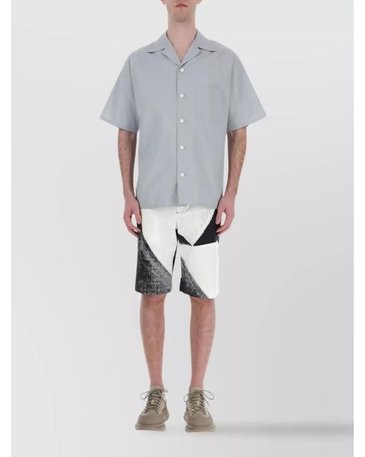 McQueen White Cotton Abstract-Print Knee-Length Tailored Shorts for men