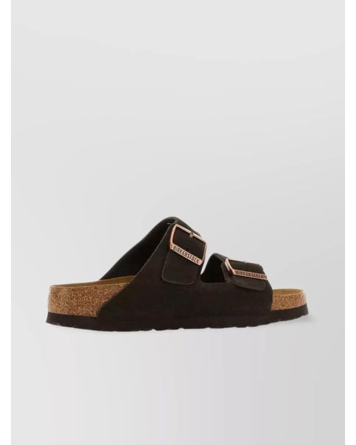 Birkenstock Brown Suede Leather Slides