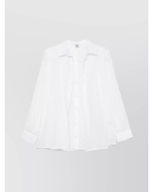 Totême White Ramie Long-Sleeve Shirt
