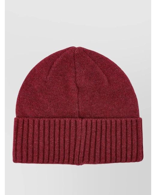 Patagonia Red Ribbed Beanie Hat Warm Material Design for men