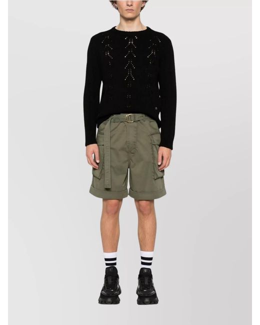 Balmain Green Cotton Cargo Shorts for men