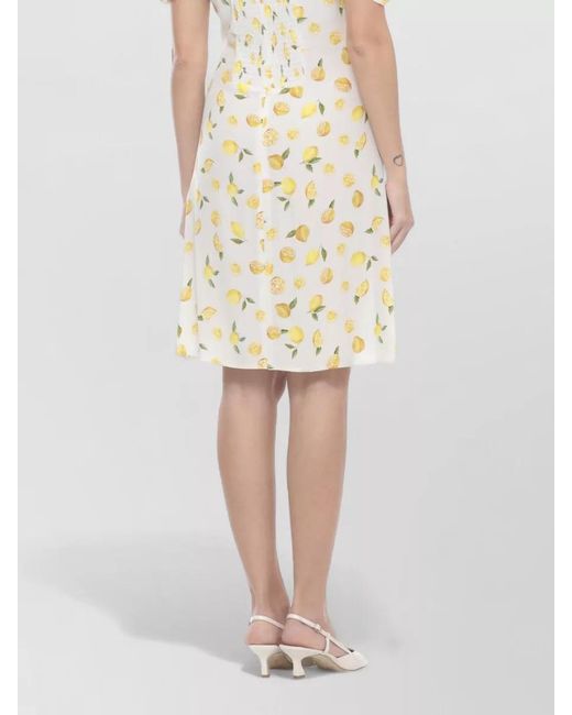 Mar De Margaritas Metallic Knee Length Dress Lemon Motif
