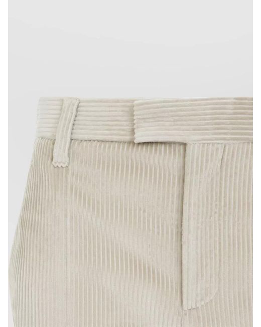Brunello Cucinelli White High Waist Tailored Wide Leg Corduroy Trousers