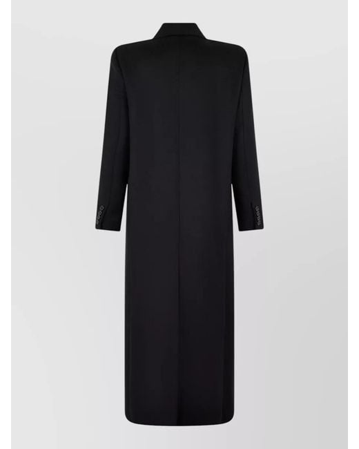 Max Mara Black Double Breasted Long Coat Virgin Wool