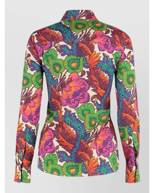 Etro Cotton Shirt Floral Pattern Tailored Collar