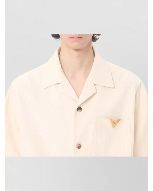 Valentino Garavani Natural Denim Shirt Short Sleeves Chest Pocket for men
