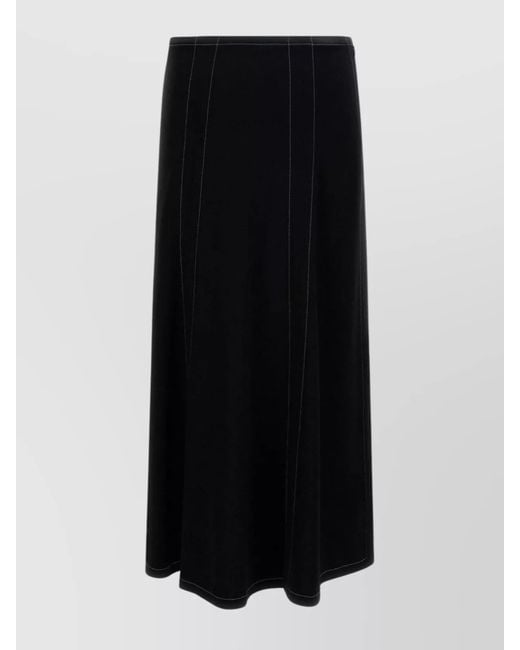 Stella McCartney Black Contrasting Stitch Midi A-Line Skirt