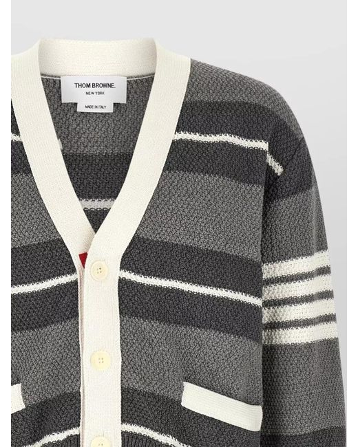 Thom Browne Gray Striped Cardigan for men