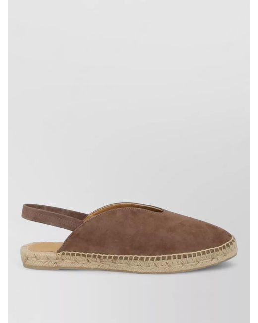 Castaner Brown Rania Suede Slingback Espadrilles Round Toe