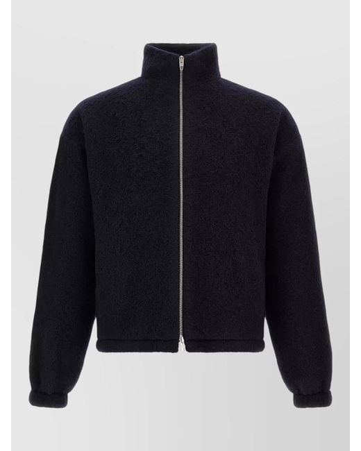 Jil Sander Blue Zip Jacket High Collar Long Sleeves for men