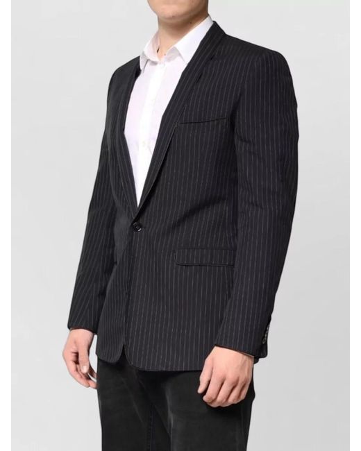 Dolce & Gabbana Blue Striped Single Breasted Blazer for men