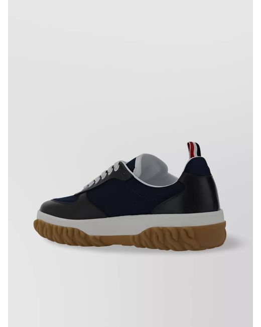 Thom Browne Black Cotton Letterman Sneakers for men