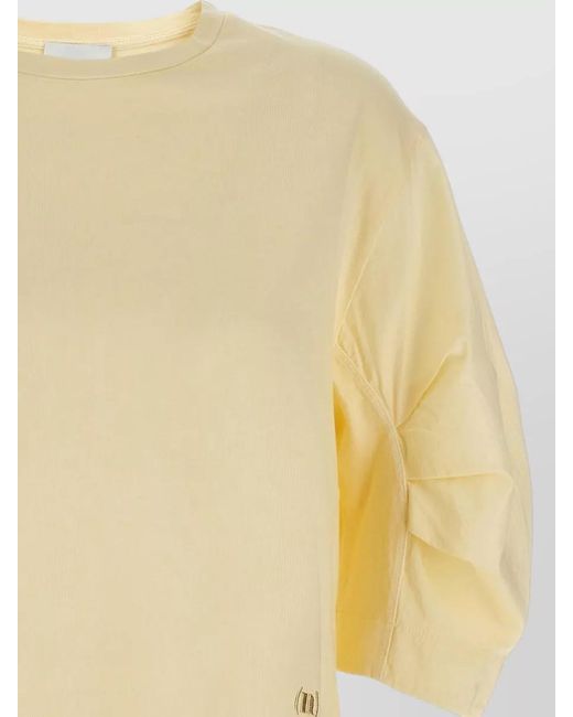Nude Yellow Cotton T Shirt Relaxed Fit Round Neck