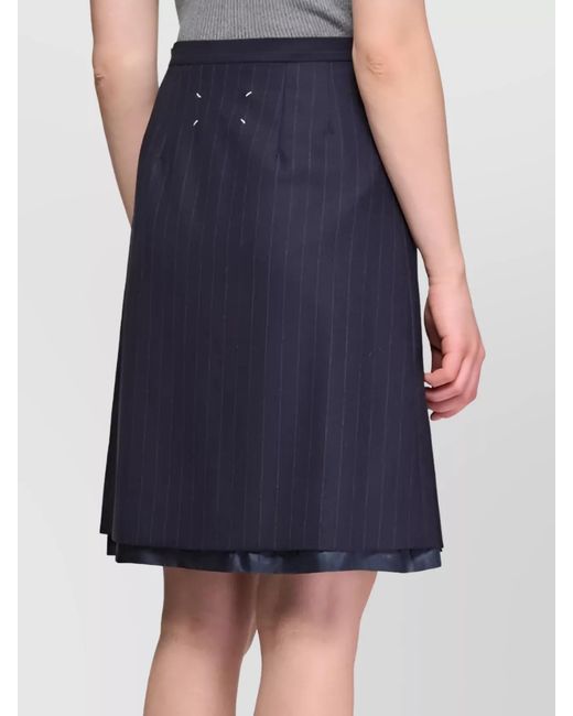 Maison Margiela Blue Wool Pleated Midi Skirt