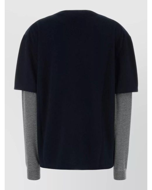 Miu Miu Blue Wool Blend Sweater Crew Neck Layered