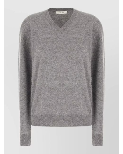 The Row Gray Cashmere Sweater V Neckline Long Sleeves