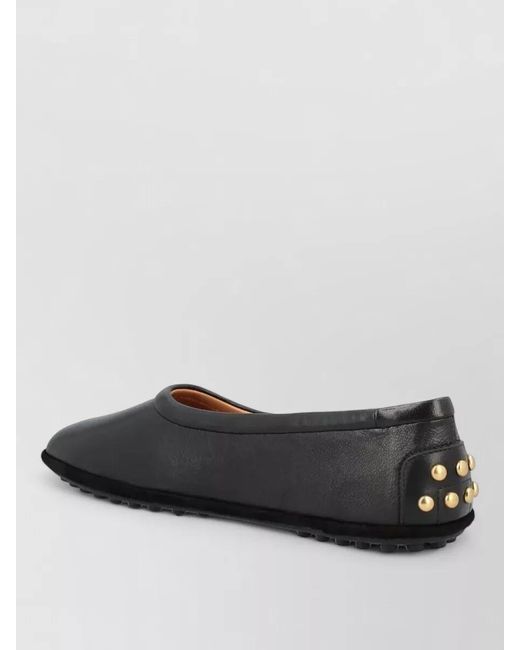 Tod's Gray Leather Studded Ballerina Flats