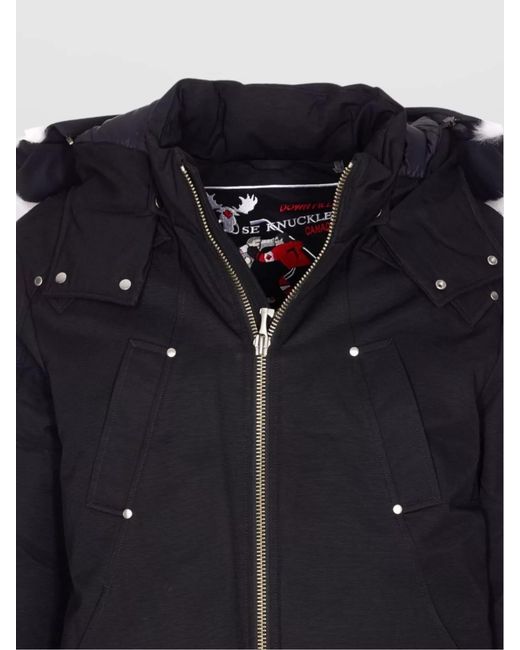 Moose Knuckles Blue Down Hooded Bomber Jacket for men