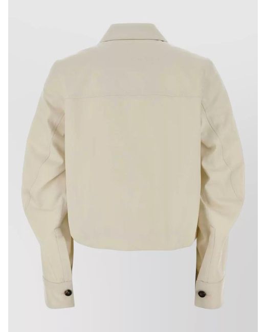 Loewe Natural Cotton Blend Cropped Jacket Long Sleeves Collar