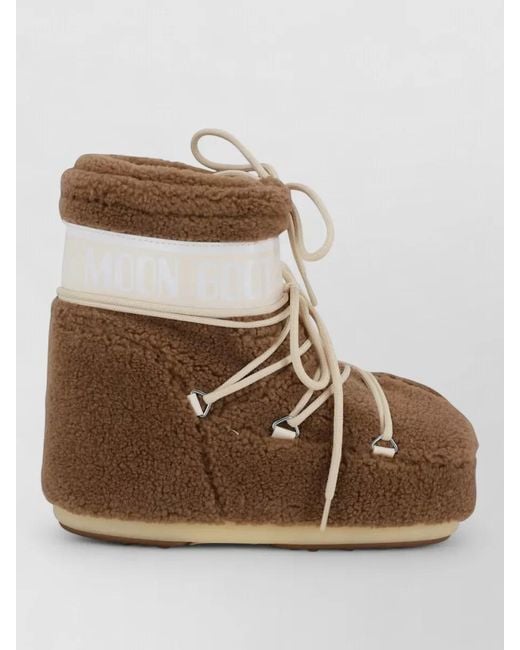 Moon Boot Multicolor Ankle Lace Up Boots Faux Fur Texture