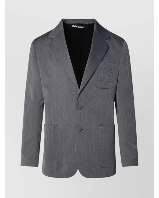 Palm Angels Gray Single-Breasted Blazer for men