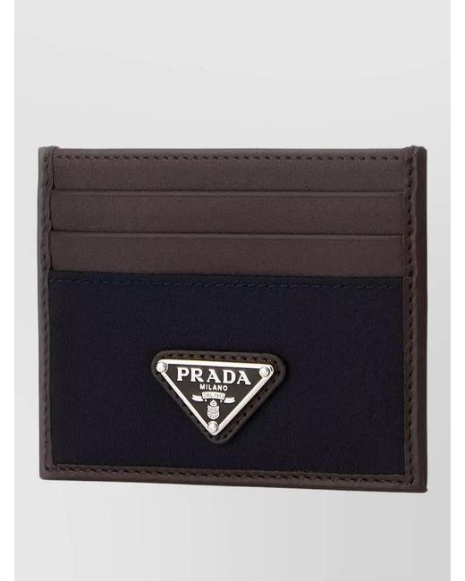 Prada Blue Leather Card Holder for men