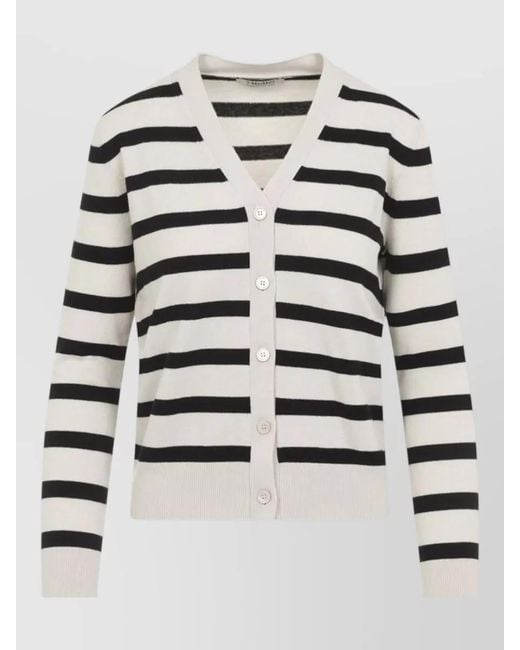 Max Mara Multicolor Striped Wool V-Neck Cardigan