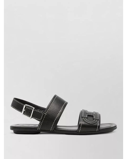 Hogan Black H685 H Sandal Open Toe Flat Sole