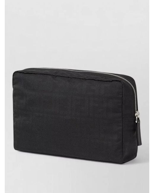 Fendi Black Medium Ff Clutch Bag Textured Finish for men